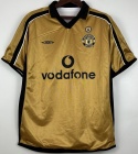 Koszulka Piłkarska Manchester United 2001/2002 100th Anniversary Gold Retro, Beckham, van Nistelrooy, Scholes Koszulka Piłkarska Manchester United 2001/2002 100th Anniversary Gold Retro, Beckham, van Nistelrooy, Scholes