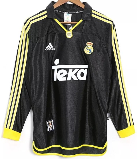 Koszulka Piłkarska Real Madryt 1999/2000 Away Retro Długi Rękaw, Raul, Roberto Carlos Koszulka Piłkarska Real Madryt 1999/2000 Away Retro Długi Rękaw, Raul, Roberto Carlos