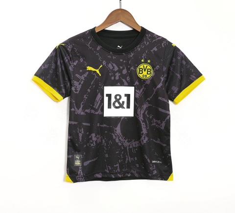 Piłkarski Komplet Strój Dziecięcy Borussia Dortmund Away 2023/2024 Piłkarski Komplet Strój Dziecięcy Borussia Dortmund Away 2023/2024