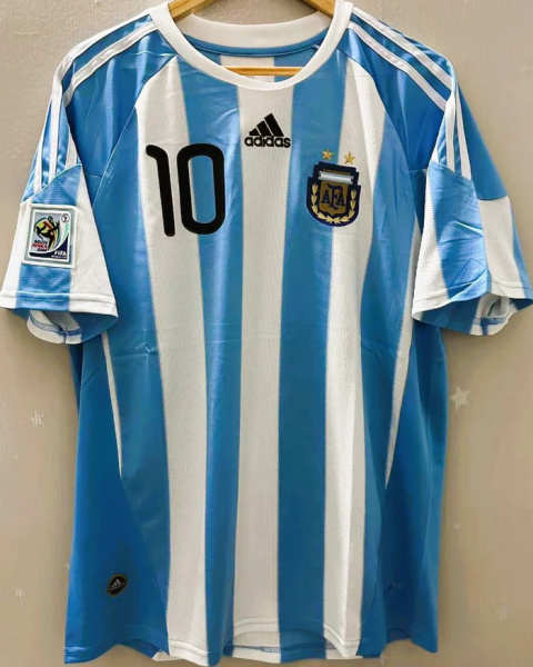 Koszulka Piłkarska Argentyna MŚ 2010 Retro Home, Messi Koszulka Piłkarska Argentyna MŚ 2010 Retro Home, Messi