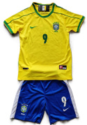 Piłkarski Komplet Strój Dziecięcy Brazylia 1998 MŚ Retro, Strój dla dzieci Brazylia, #9 Ronaldo Piłkarski Komplet Strój Dziecięcy Brazylia 1998 MŚ Retro, Strój dla dzieci Brazylia, #9 Ronaldo