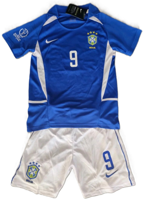 Piłkarski Komplet Strój Dziecięcy Brazylia 2002 Away MŚ Retro, Ronaldo, Ronaldinho Piłkarski Komplet Strój Dziecięcy Brazylia 2002 Away MŚ Retro, Ronaldo, Ronaldinho