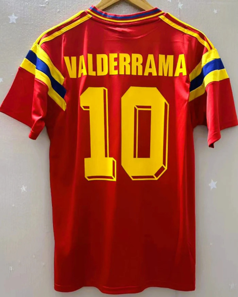 Koszulka Piłkarska Kolumbia 1990 MŚ Away Retro Retro, Valderrama Koszulka Piłkarska Kolumbia 1990 MŚ Away Retro Retro, Valderrama