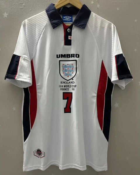 Koszulka Piłkarska Anglia MŚ 1998 Home Retro, Beckham, Owen, Shearer Koszulka Piłkarska Anglia MŚ 1998 Home Retro, Beckham, Owen, Shearer
