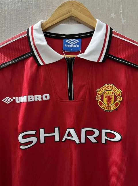 Koszulka Piłkarska Manchester United 1998/1999 Home Retro Dł Rękaw, Beckham, Scholes, Giggs Koszulka Piłkarska Manchester United 1998/1999 Home Retro Dł Rękaw, Beckham, Scholes, Giggs
