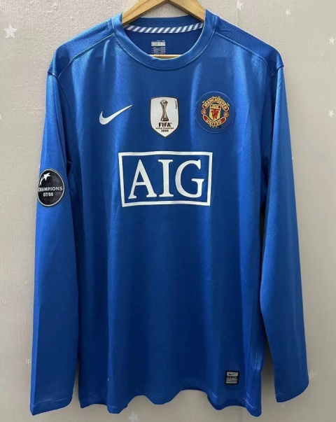 Koszulka Piłkarska Manchester United 2008/2009 Away Blue Retro, #7 Ronaldo Koszulka Piłkarska Manchester United 2008/2009 Away Blue Retro, #7 Ronaldo