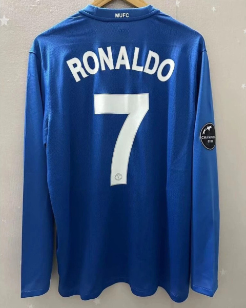 Koszulka Piłkarska Manchester United 2008/2009 Away Blue Retro, #7 Ronaldo Koszulka Piłkarska Manchester United 2008/2009 Away Blue Retro, #7 Ronaldo