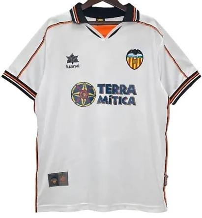 Koszulka Piłkarska Valencia 1999/2000 Home Retro, Mendieta, Claudio Lopez, Kily Gonzalez Koszulka Piłkarska Valencia 1999/2000 Home Retro, Mendieta, Claudio Lopez, Kily Gonzalez